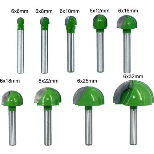 1pc 6mm Shank Ball Nose End Mill Round Nose Cove CNC Milling Bit Radius Core Box Solid Carbide Router Bit Tools MC06001