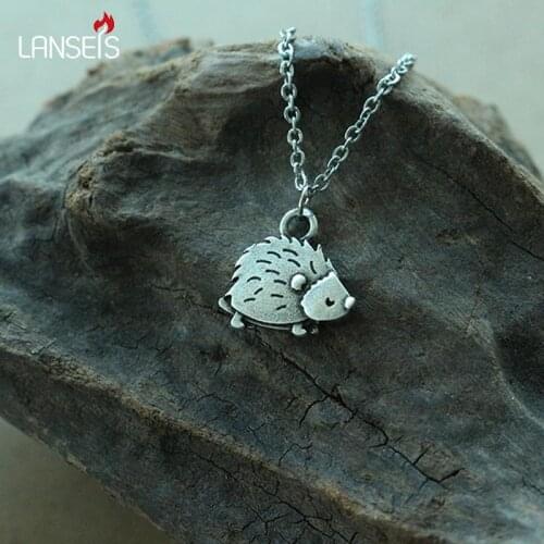 Lanseis 20pcs cute animal necklace pendant women little hedgehog pendant