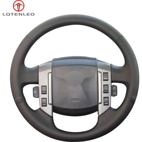 LQTENLEO Black Genuine Leather Hand Car Steering Wheel Cover For Land Rover Old Range Rover Sport 2005 2006 2007 2008 2009