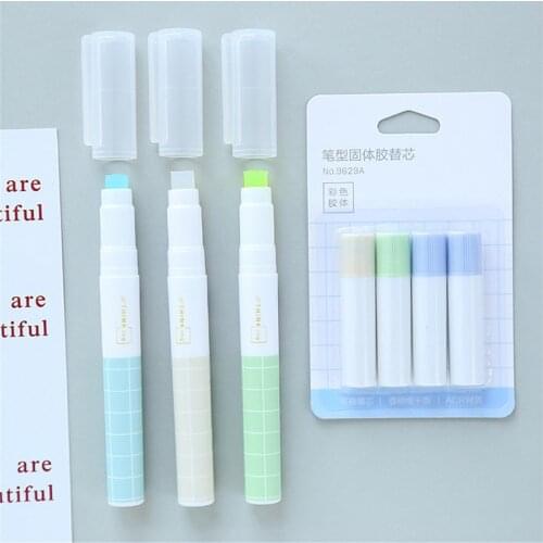 Jelly Color Fast Dry Cute Glue Stick Pen Shape Solid Color Glue Stick DIY Scrapbooking Diary Notebook Envelope Sealing Stickers