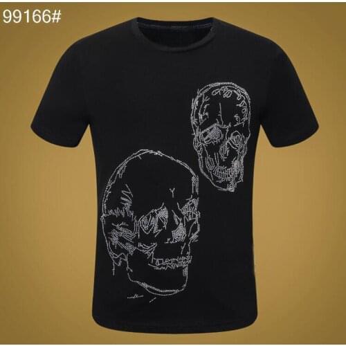 T shirt Hot drill men t shirt fashion t-shirt O Neck black and white TShirts For man Top Tees Ganbu