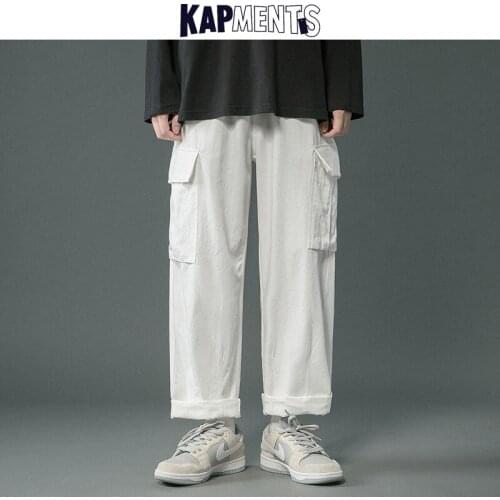 KAPMENTS Men Wide Leg Harajuku Cargo Pants 2021 Mens Causal Japanese Streetwear Vintage Sweatpants Male Autumn Sweat Baggy Pants
