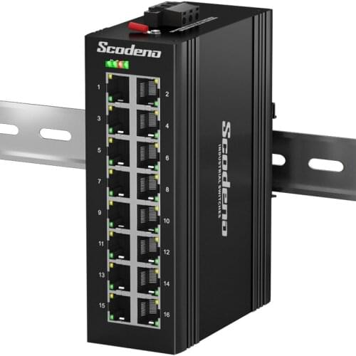 16 Ports Industrial Gigabit DIN-Rail Outdoor IoT Network Unmanaged Switch IP40