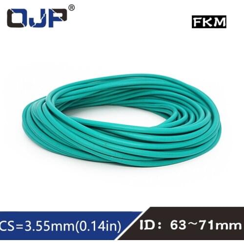 1PCS/lot Rubber Rings Green FKM Seal 3.55mm Thickness ID63/65/66/67/68/69/70/71mm Rubber ORings Seal Gasket Fuel Washer