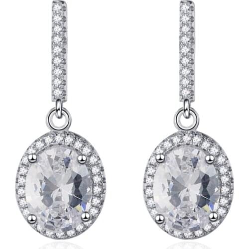 Luxury Fashion Twinkle 7A Cubic Zircon Oval Stone Dangle Earrings For Women Girls Statement Korean Drop Earing Party Gifts