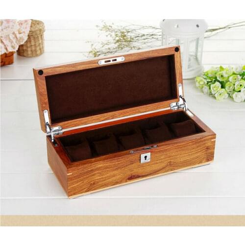 Luxury original african pear wood 5-grid watch box wooden watch case brand watches boxes gift box watch organizer MSBH004d