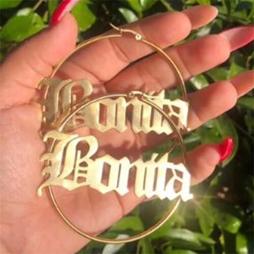 Noelia 30MM-100MM Custom Name Hoop Earrings Personalized Stainless Steel Earrings for Women Girls Birthday Party Jewelry