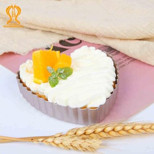 SHANGPEIXUAN Nonstick 4 inch Heart Tart Pan Quiche Pan Tart Pie Dishes Carbon Steel Pie Pan with Removable Bottom Pudding Pan