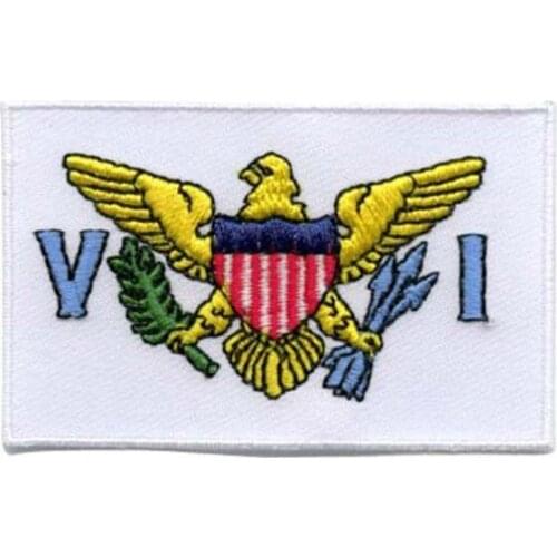 Virgin Islands Patch Woven Labels for Garments Flat Broder Twill with Iron On Backing Accept Customized MOQ50pcs