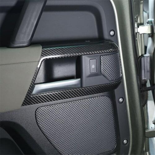 For Land Rover Defender 90 110 2020-2022 Real Carbon Fiber Car Door Inner Handle Decorative Frame Cover Stickers Car Accessories