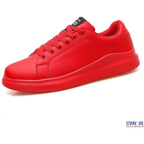 2020 Women Vulcanized Shoes Sneakers Couple Lace-up Red Basket Shoes Breathable Walking Sewing Leather Casual Flats