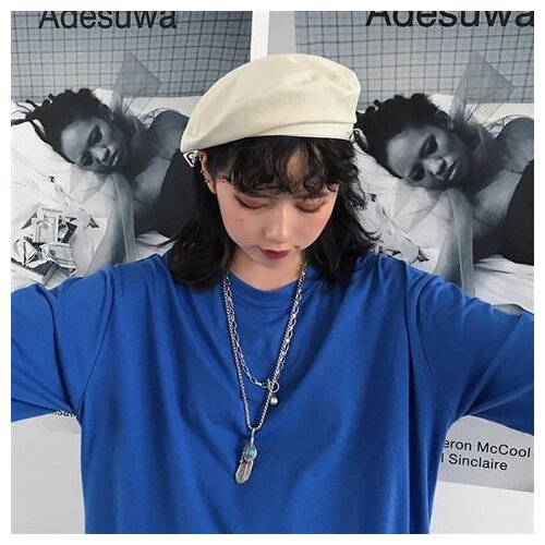 Bella 2021 new Foux Beret Women Summer Boinas Para Mujer Blue Newsboy Cap Ladies Fashion Painter Leather Funky Adjustable Rope