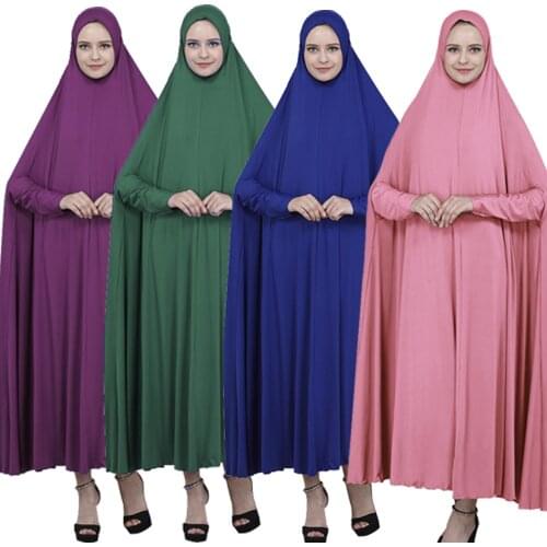 Women Muslim Prayer Dress Overhead Hijab Islamic Jilbab Bat Sleeve FarashaAbaya Kaftan Loose Long Robe Ramadan Worship Clothing