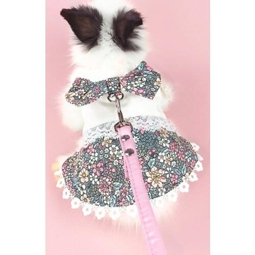 Bunny Vest Harness and Leash Set Animal Walking Pet Leash Rabbit Ferret Bunny Hamster Dress Harness Small Animal Clothes