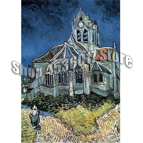 100% DIY 5D Diamond Mosaic The Church at Auvers Van Gogh Handmade Diamond Painting Cross Stitch Diamond Embroidery Rhinestones