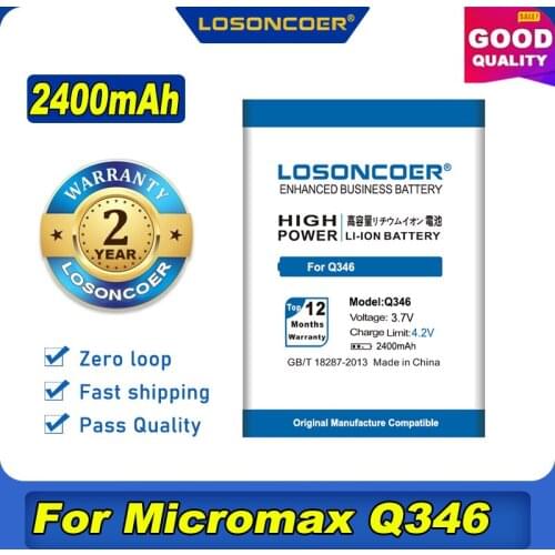 100% Original LOSONCOER NEW 2400mAh Q346 Battery For Micromax Q346 Mobile Phone Battery