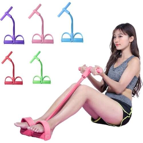 4 Resistance Bands Elastic Pull Ropes Belly Resistance Band Exerciser Home Gym Sport Sit-up Pull Ropes Fitness Equipment