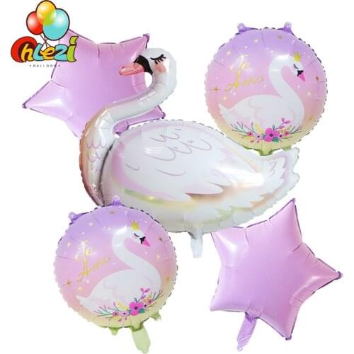 5pcs White elegant swan balloons Wedding Birthday party decorations adult Kids shower Foil balloon 18 inch Te Amo Helium globos