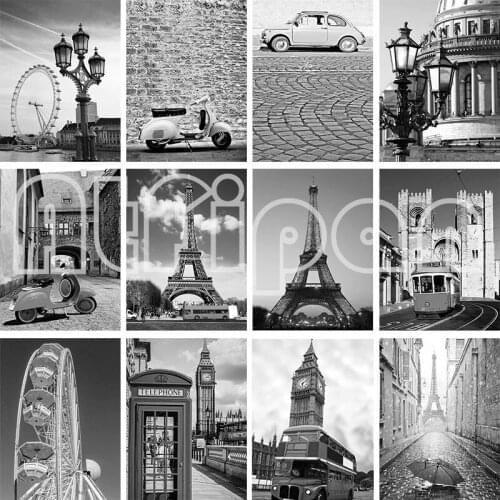 5D DIY Diamond Painting Cross Stitch Grey Paris City Embroidery Mosaic Handmade Full Square Round Drill Wall Decor Craft Gift