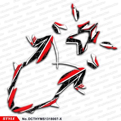 Aftermarket Custom Vinyl Stickers for DUCATI Hypermotard Hyperstrada 821 939 2013 2014 2015 to 2018, Style No.DCTHYMS1318007-X