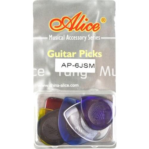 Alice 6pcs Water Drop Heavy Durable Clear Jazz Guitar Electric Guitar Bass Picks Plectrums Clamshell Free Shipping