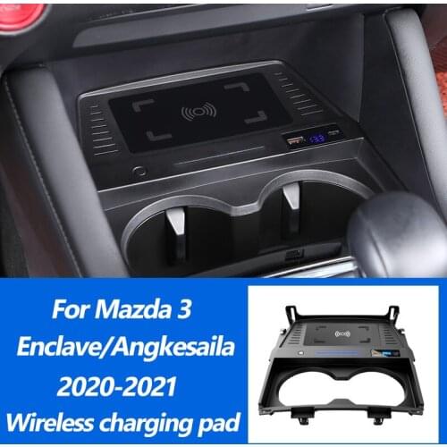15W Mobile Phone QI Fast Wireless Charger For Mazda Enclave/Angkesaila Accessories Cigarette Lighter Modification 2020-2021