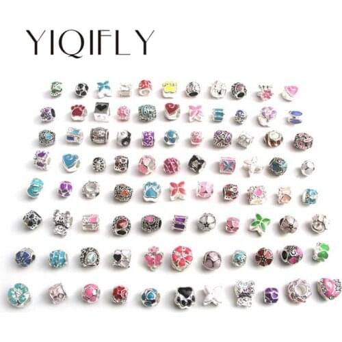 Free shipping 50pcs mix color oil-drip beads fit European Pandora bracelet DIY