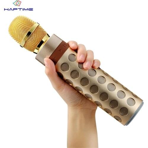 Haptime Wireless Bluetooth speaker Karaoke Microphone Professional Player Speaker Aluminum subwoofer Party KTV Sing speaker