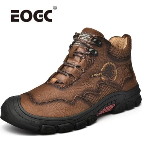 Natural Leather Men Boots Handmade Top Quality Platform Snow Boots Outdoor Autumn And Winter Shoes Men