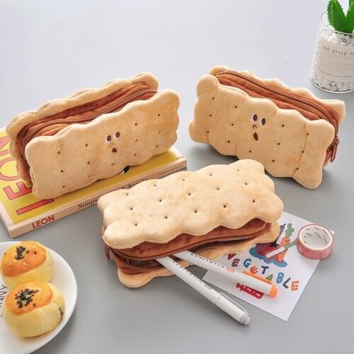 Sandwich Biscuit Clip Zipper Pencil Case Cute Stationery Gift Pen Box for Girls and Boys Cartoon Childrens Stationery Box