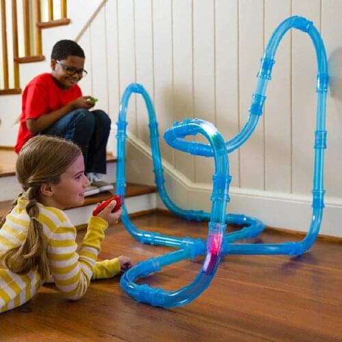 72pcs/set Childrens Puzzle Assembled Remote Control Track Car Electric Light-emitting High-speed Pipeline Track Racing Boy Toy