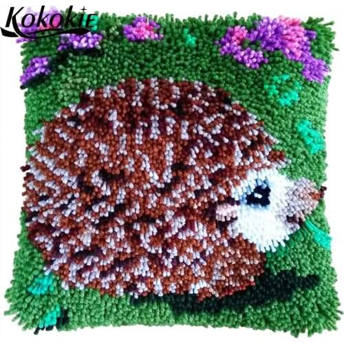 DIY latch hook rug floor mat diy tapijt foamiran for needlework sets knooppakket crocheting Hedgehog printing home decoration