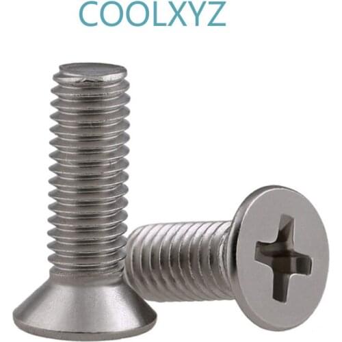 304 Stainless Steel Countersunk Philips Head Long Bolt KM GB819 Cross Flat Head Machine Long Screw M5 M6 M8 5Pcs