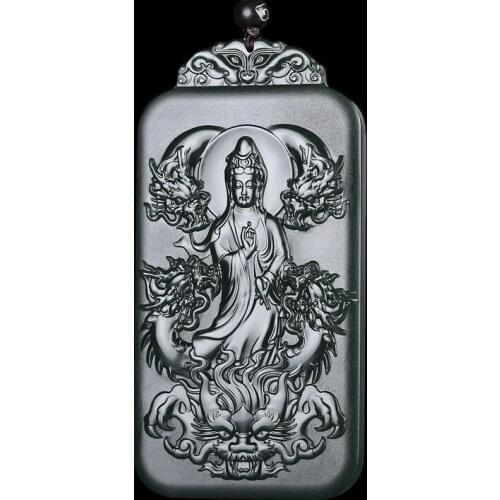 Drop Shipping Hetian Jade Dragon Guanyin Necklace Pendant Fine Jewelry
