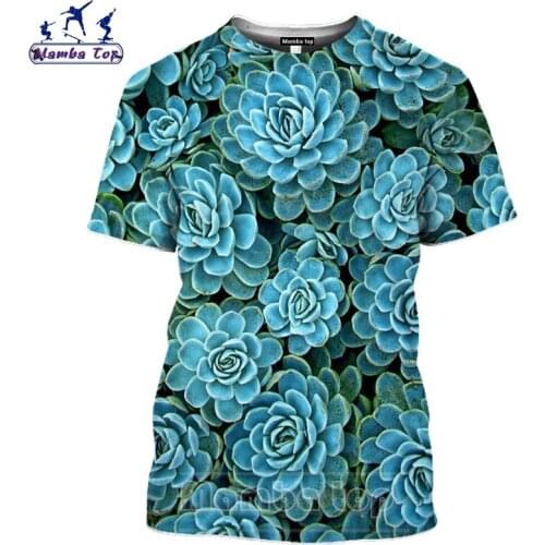 Mamba top Flower T Shirt 3D Print Succulent Plant Mens T-shirts Fashion Rose Tshirt Casual Women Cherry Tree Tee Men Streetwear
