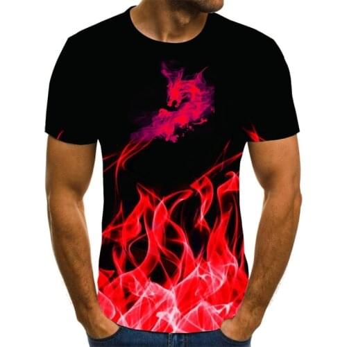 New mens flame dragon printing 3D T-Shirt Top loose domineering 3D T-Shirt Top short sleeve casual mens T-shirt free delivery