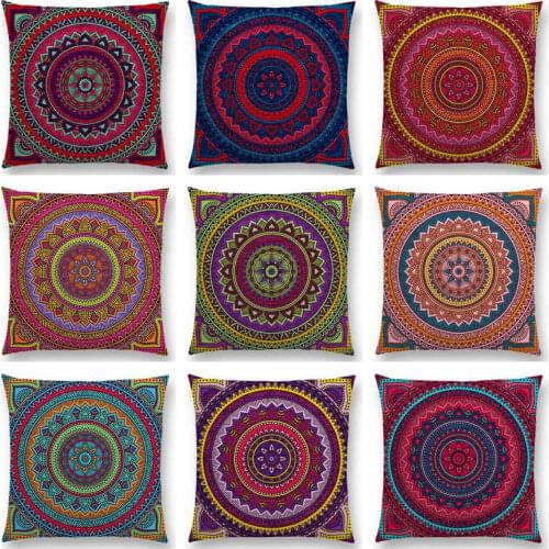 Hippie Mandala Boho Rainbow Floral Pattern Sun Moon Flowers Dream Fantasy Gorgeous Cushion Cover Sofa Decor Throw Pillow Case