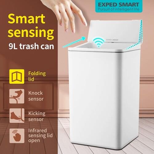 Intelligent Induction Trash Can Bucket Garbage Dustbin For Bedroom Bathroom Electric Smart Type Touch Paper Basket Trash Bin