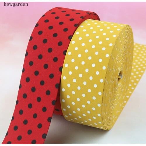 Kewgarden White Dot Double Layer Fabric Ribbon 50mm 25mm 10mm Handmade Tape DIY Corsage Bow Accessories Sewing Riband 10 Meters