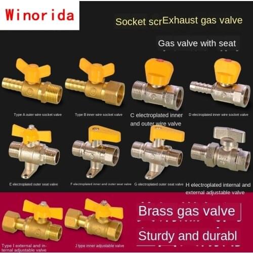 Valve 1/2IN Copper Natural Gas Ball Valve Domestic Gas Gas Valve Pagoda Head Socket Inside and Outside Wire Live with Seat Valve