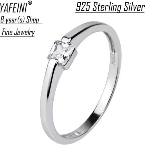 925 Sterling Silver Square Crystal Rings
