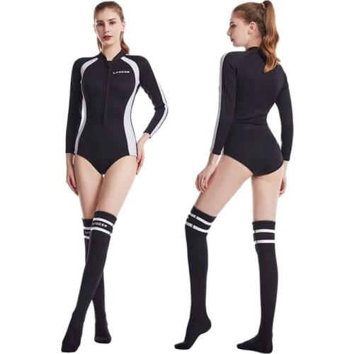 LAGCEN 2.5MM Neoprene Bikini wetsuit Diving Stocking Women Long Sleeve skin diving suit sun-proof Surfing Snorkeling Swimwear