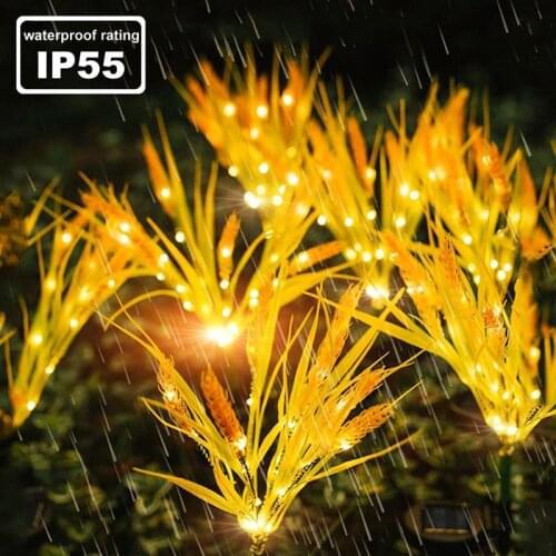2Pcs Solar Powered Light Wheat Ears LED Lamps IP66 Waterproof Flower Lights Outdoor Decoration for Garden Corridor Lawn Patio