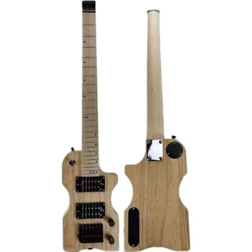 30 Inch Mini Headless Electric Guitar Ashwood Body Canada Maple Neck 6 Strings 24 Frets Bolt on Matte Natural Color with Gig Bag