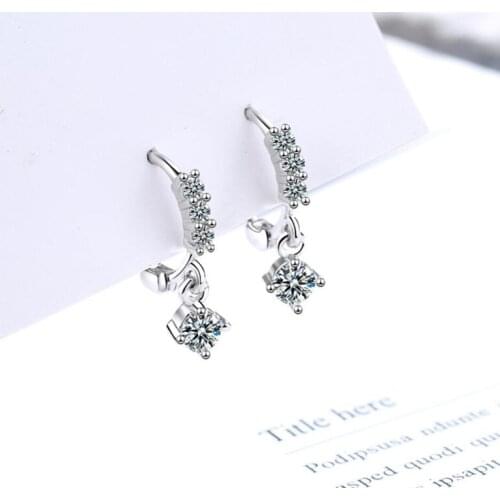 Trendy Four Zircons Rose Gold Hoop Earrings For Women Anniversary Jewelry 925 Silver Earring Girl Party Accessories KOFSAC