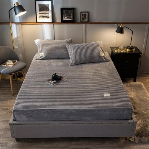 Winter Warm Crystal Velvet Fitted Sheet Mattress Cover Four Corner with Elastic Band Bed Sheet Plush Soft Linens (No Pillowcase)