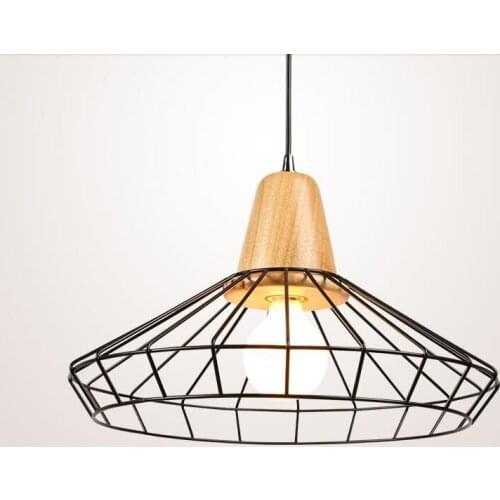 Kluzzi American Birdcage Light Cheap Black For Hotel Shop Metal Hanging Art Deco Modern Pendant Light Wood Fixtures Industrial