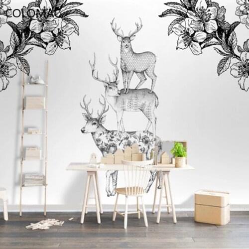Coloma Custom Nordic Simple Elk Flower Wallpaper Modern Living Room Bedroom Seamless Mural Wall Papers Home Decor Drop Shopping