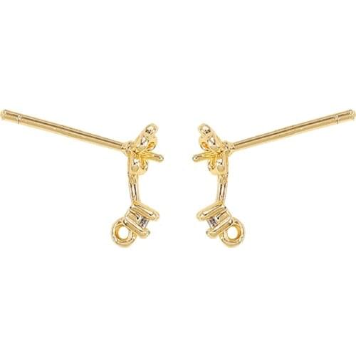 Factory Wholesale Gold Color Brass Flower Stud Earrings With S925 SLIVER PIN Earring Jewelry Making Supplies Diy Accessories