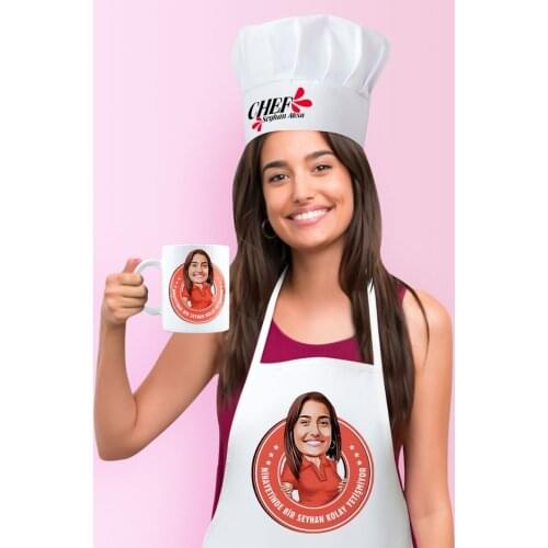 Personalized Easy Grow Caricature Of Kitchen Apron Cook hat And Mug Set Original Picture Writing Gift Kitchen tool